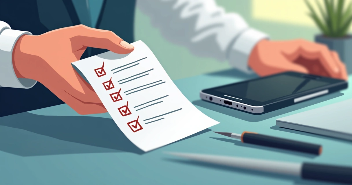 Checklist de inspeção na bancada de assistência 