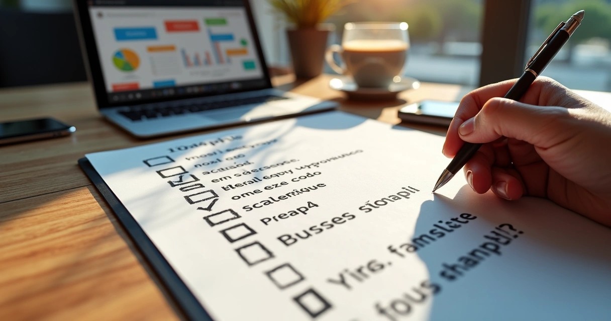 Checklist escrito à mão em papel sobre crescimento no-code