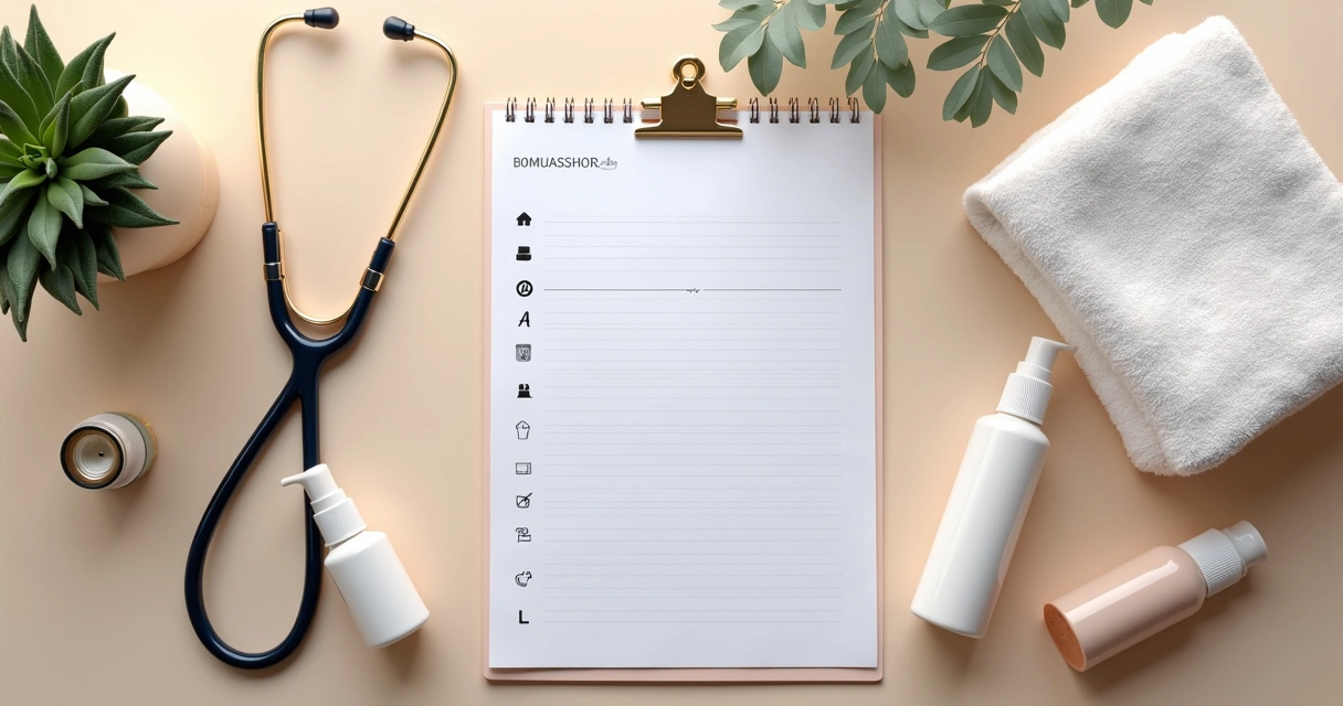 Itens de um checklist de cuidados com a pele após procedimentos estéticos 