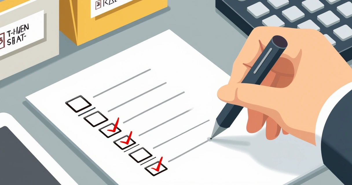 Checklist de documentos de comércio internacional sendo marcado 