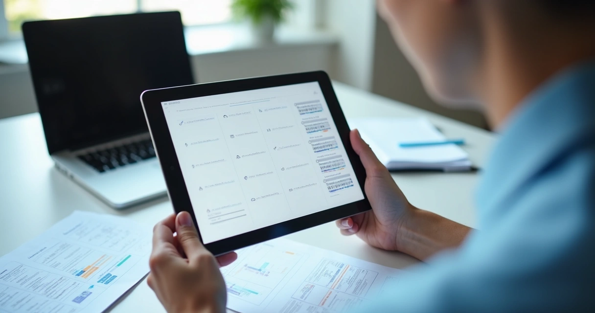 Pessoa conferindo checklist digital em tablet 