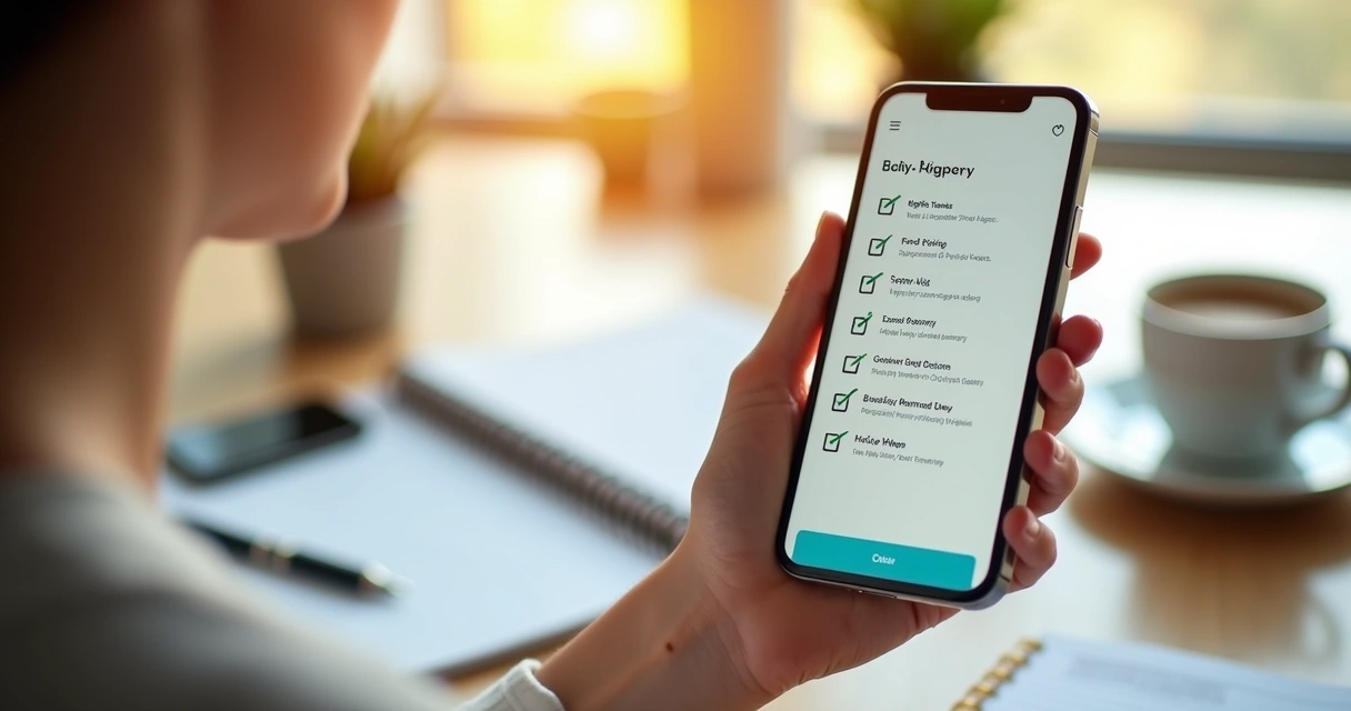 Lista de tarefas sendo marcada em um aplicativo no celular