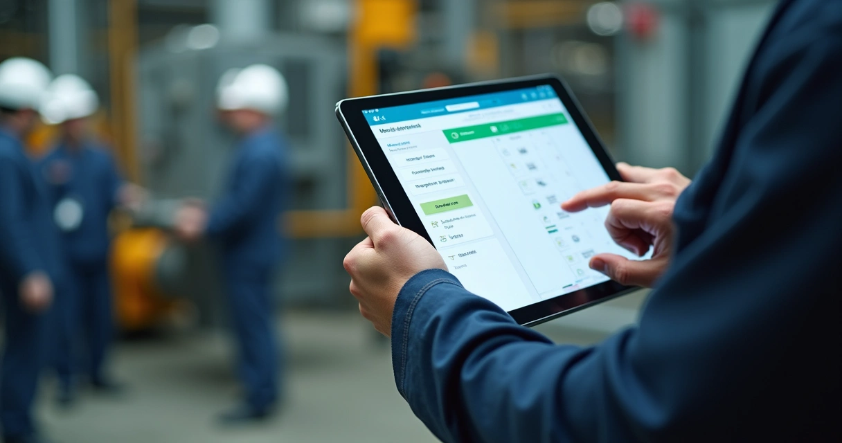 Checklist digital de manutenção em tablet 