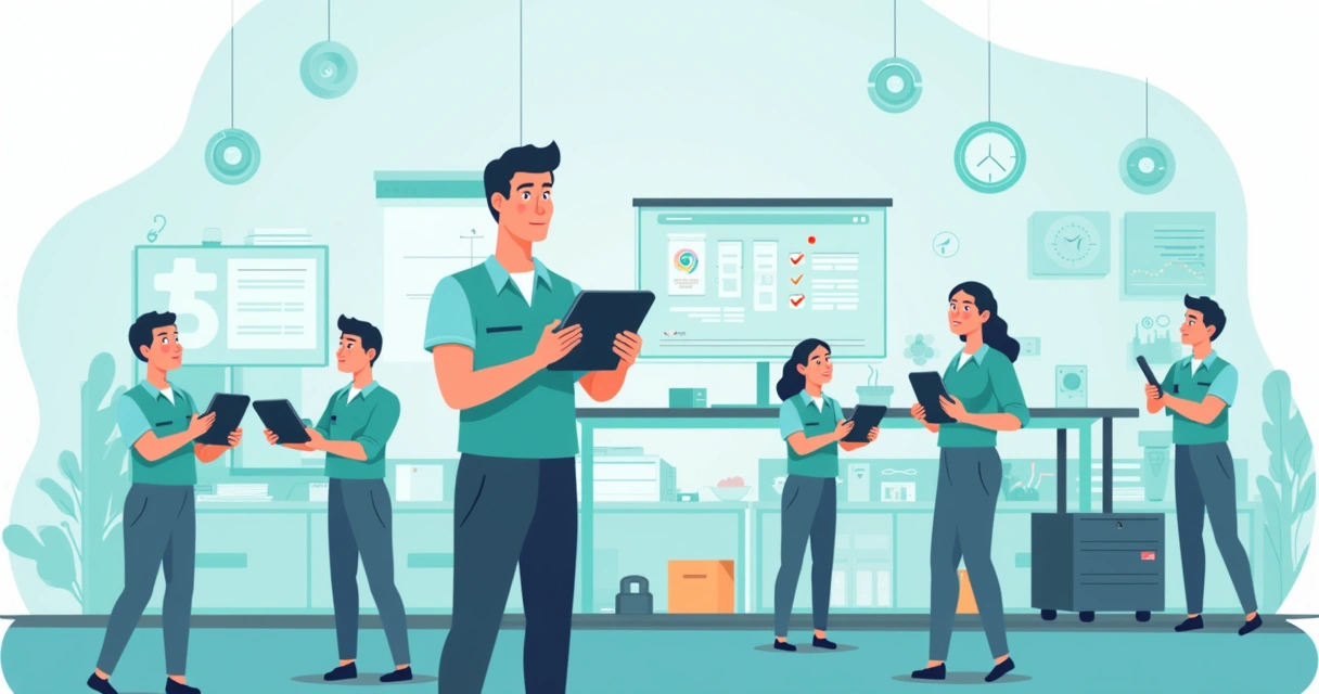 Técnico usando tablet com checklist digital aberto na tela