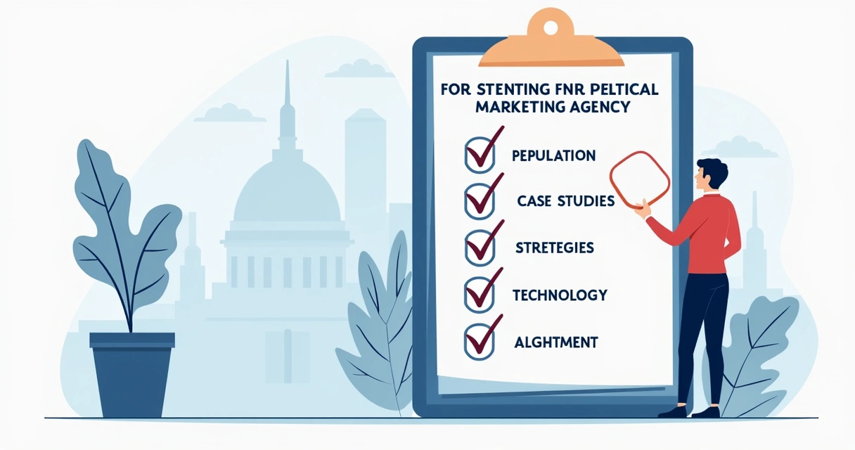 Checklist visual com passos para escolher agência de marketing eleitoral 