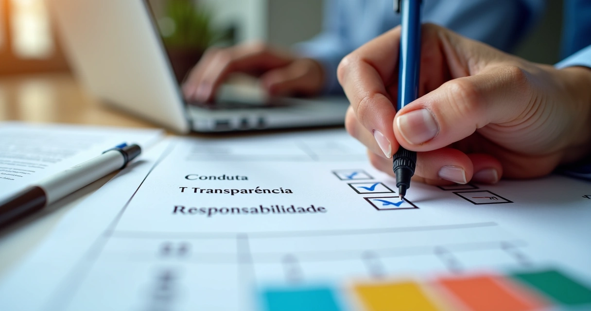 Checklist com critérios éticos em planilha de processos organizacionais 