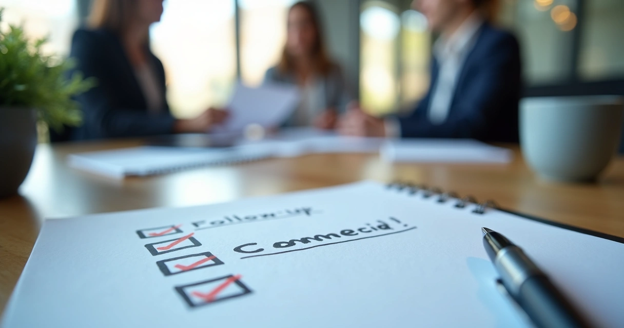 Checklist de acompanhamento comercial em prancheta 