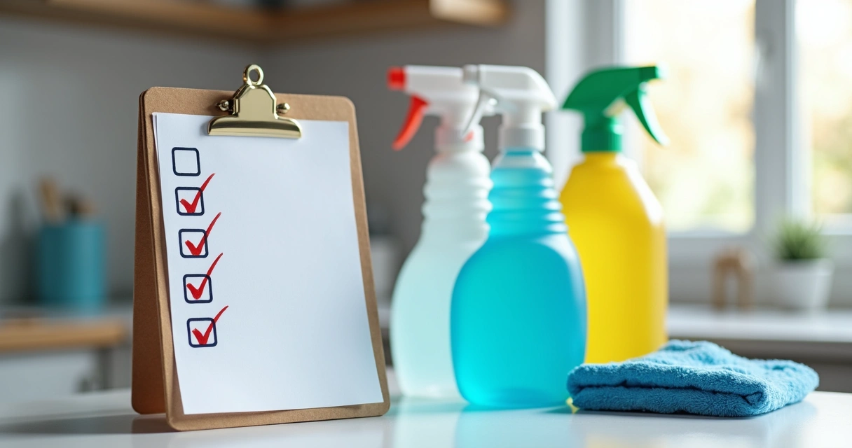 Checklist de inspeção de limpeza residencial em prancheta 