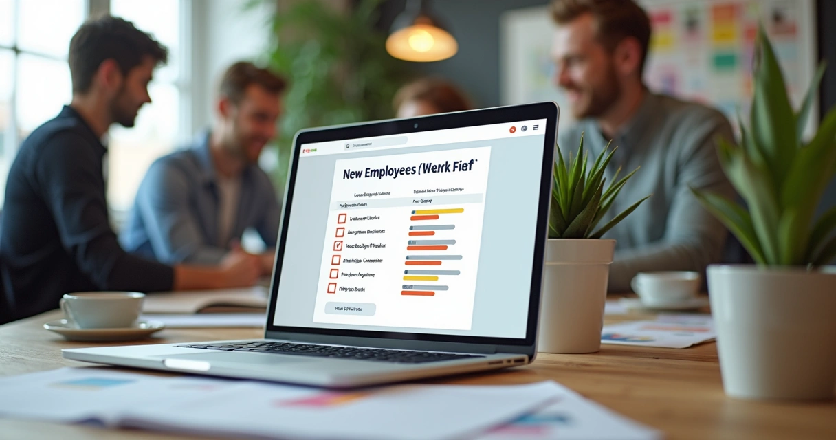 Checklist digital com tarefas concluídas para novo colaborador 
