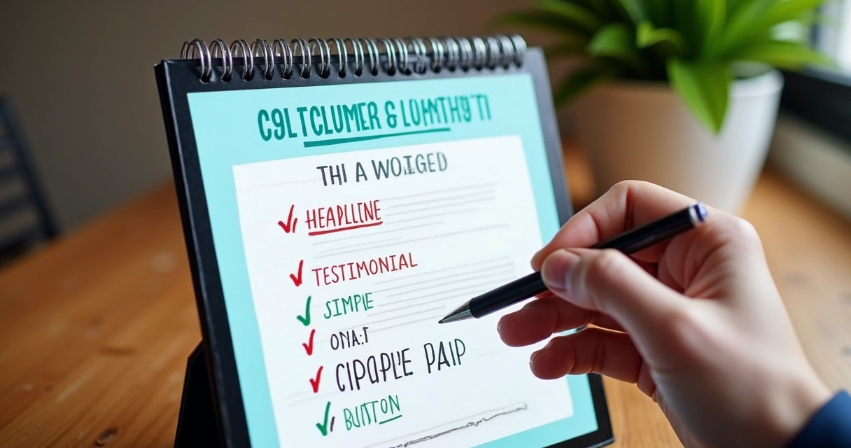 Checklist de elementos em página de conversão