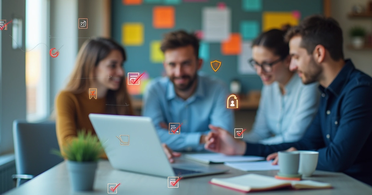 Checklist de adequação à LGPD com elementos visuais de startup 