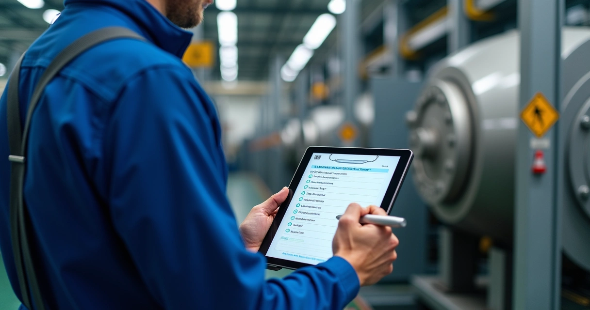 Checklist preenchido por técnico de manutenção industrial 