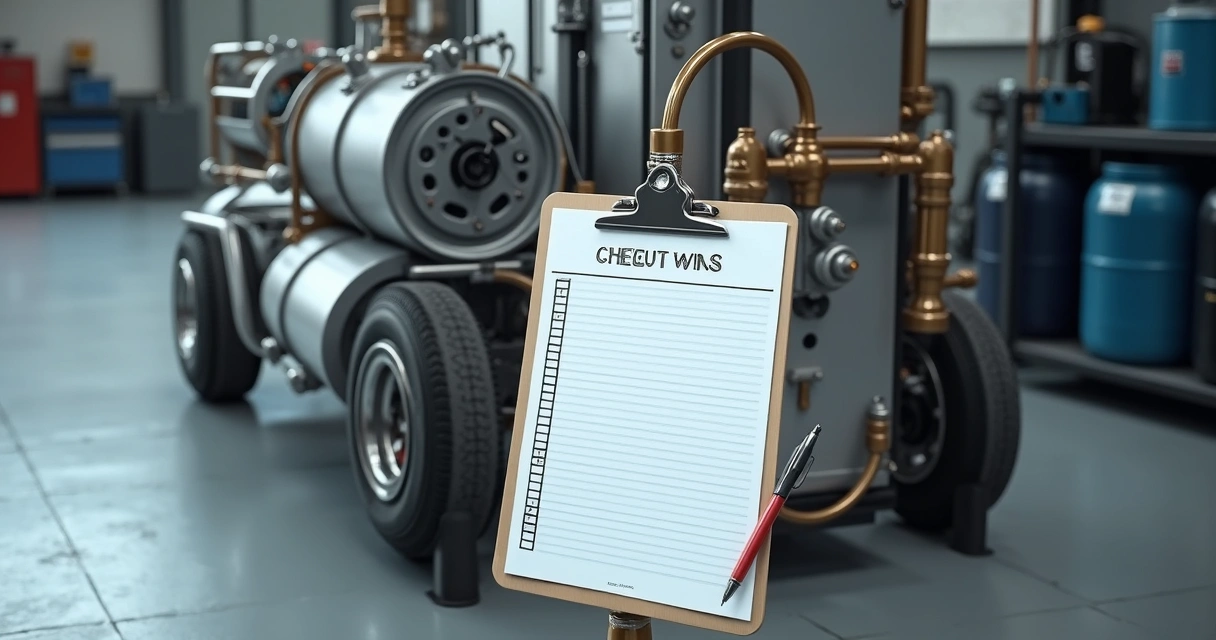 Checklist diário ao lado de máquina de troca de óleo 