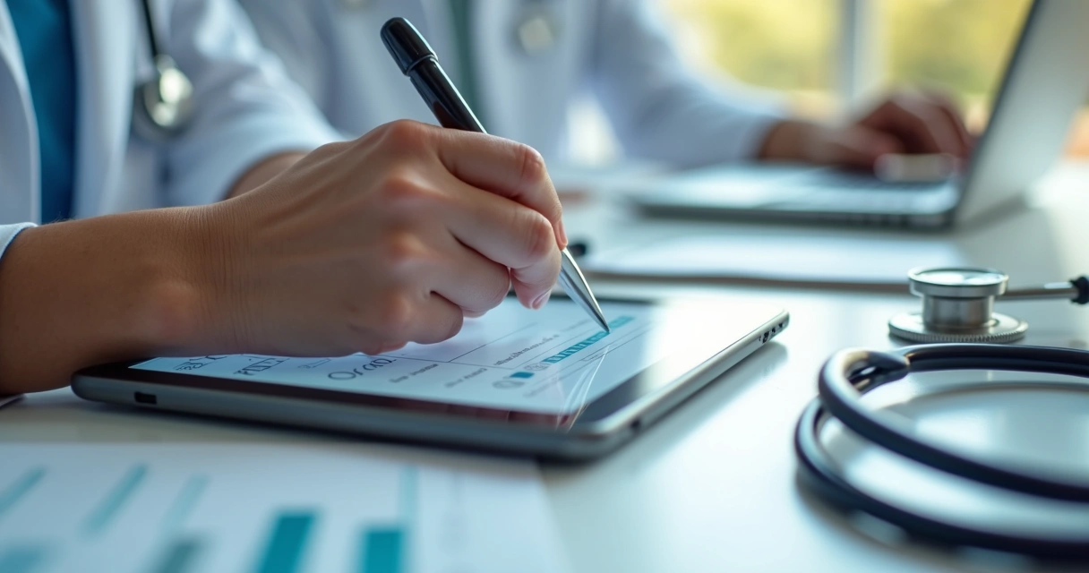 Checklist digital para avaliação médica em tablet 