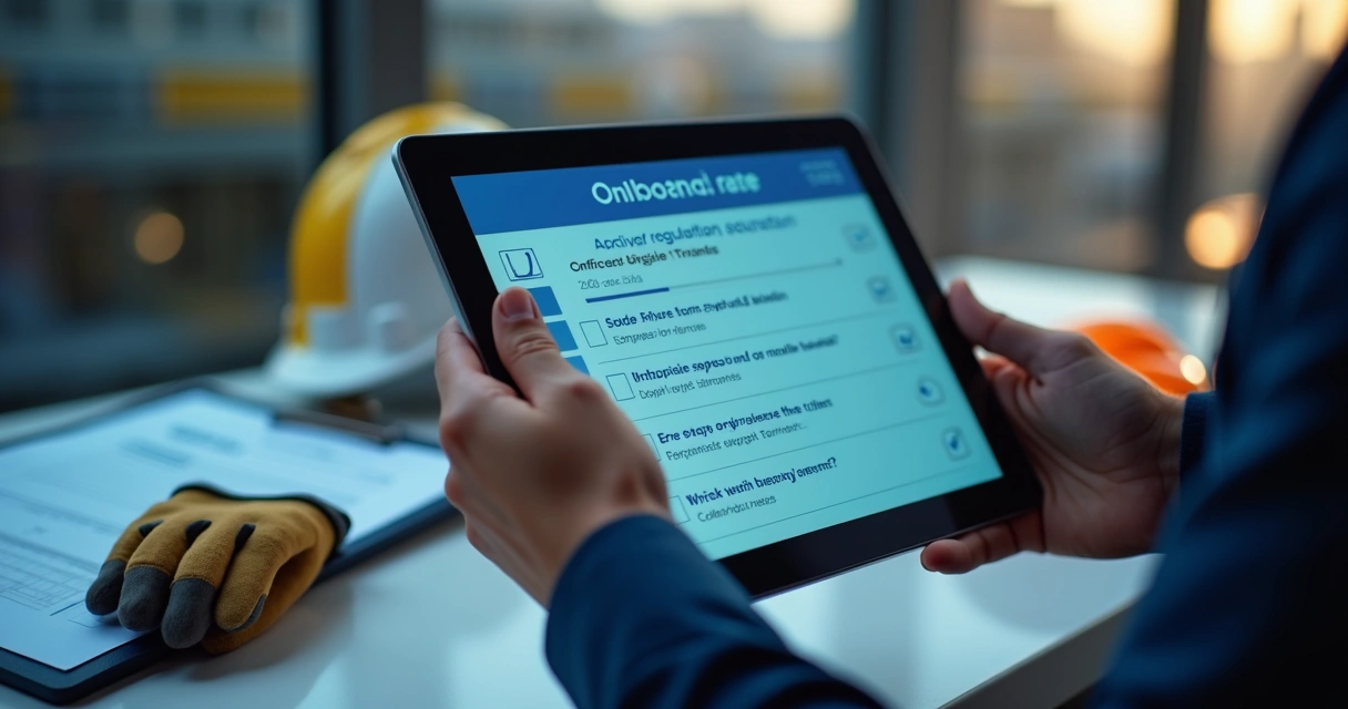 Checklist digital de treinamento NR em tablet