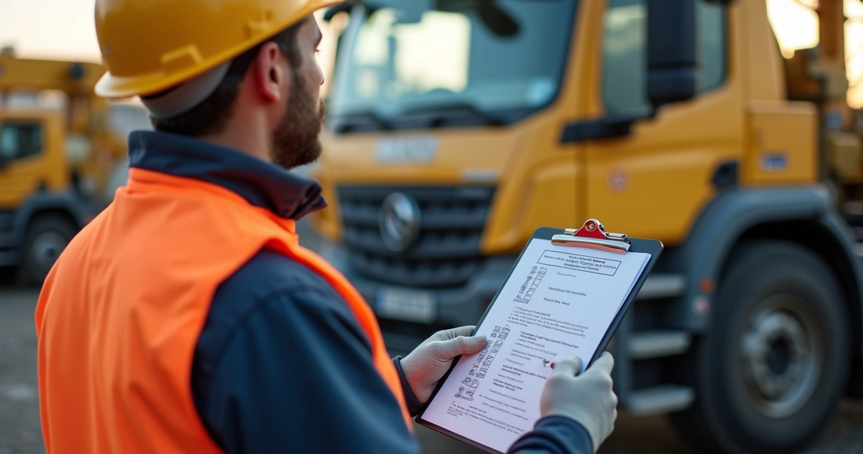 Operador fazendo checklist de segurança do Munck