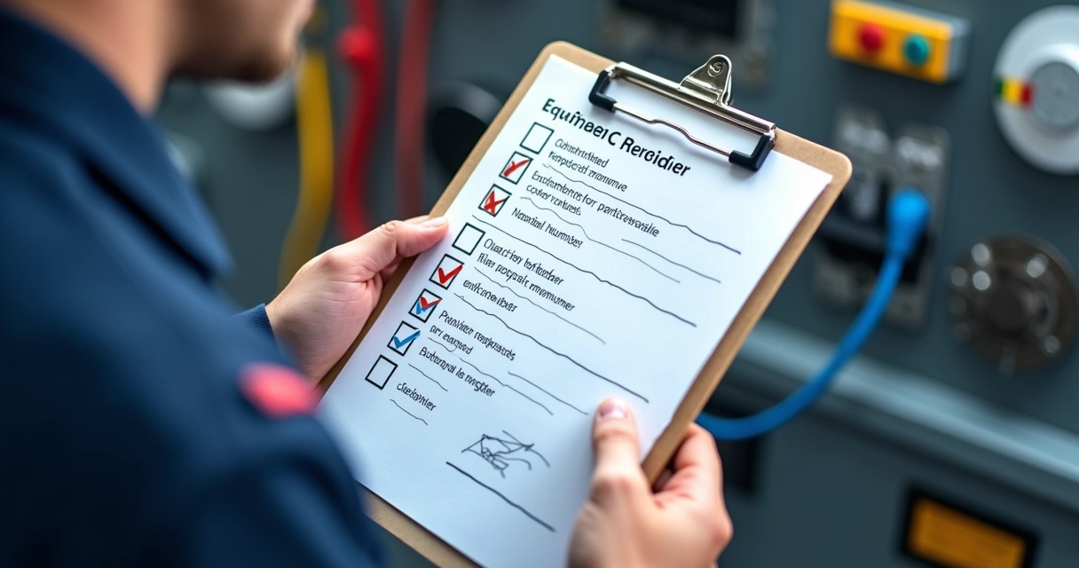 Checklist de ordem de serviço técnica com caixas marcadas 