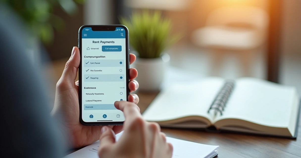 Checklist de pagamento de aluguel em aplicativo no celular 