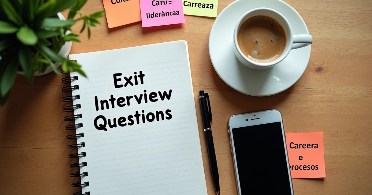 Checklist de perguntas com café e notas. 