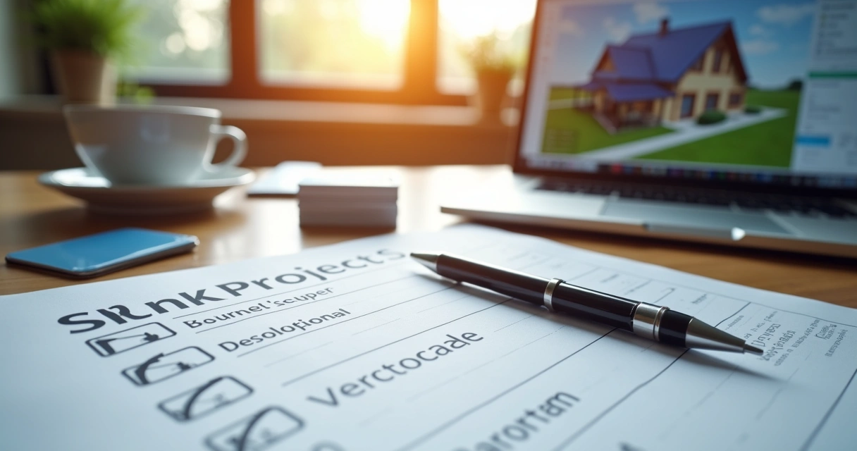 Checklist de projeto de energia solar em mesa de escritório 