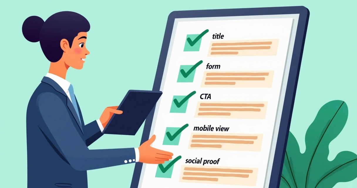 Checklist visual para verificação final de landing page
