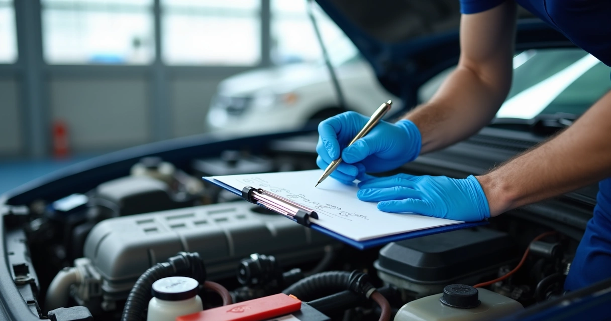 Checklist de verificação de itens do carro durante revisão