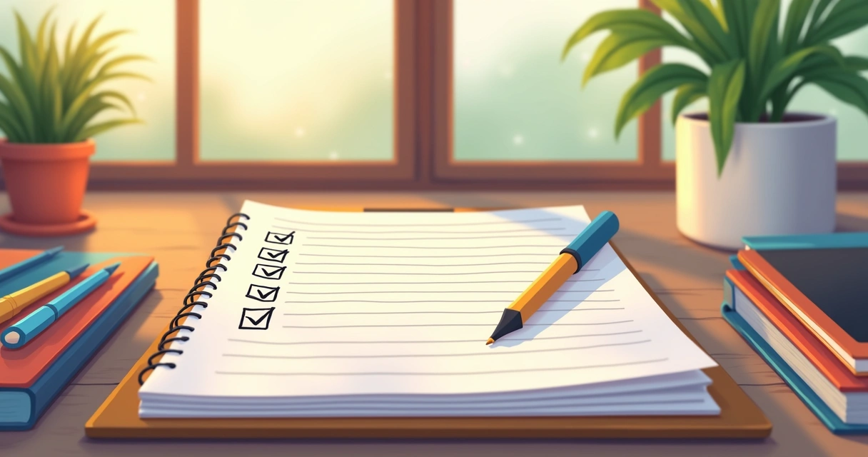 Checklist semanal com marcações de tarefas em bloco de notas 