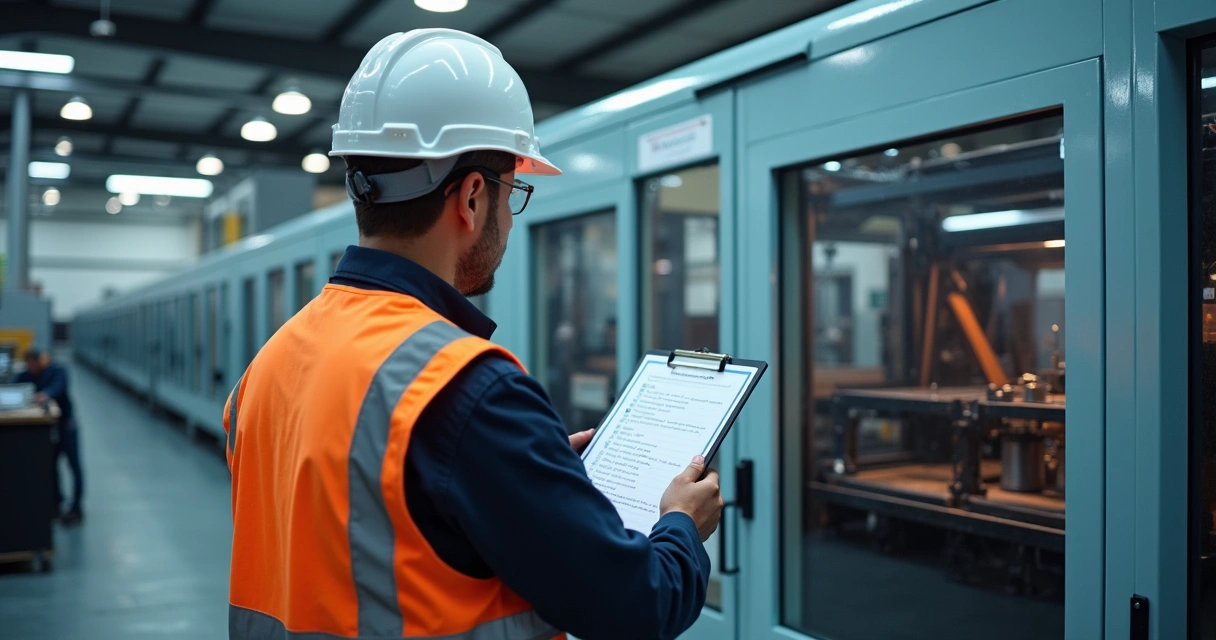 Técnico preenchendo checklist de segurança industrial