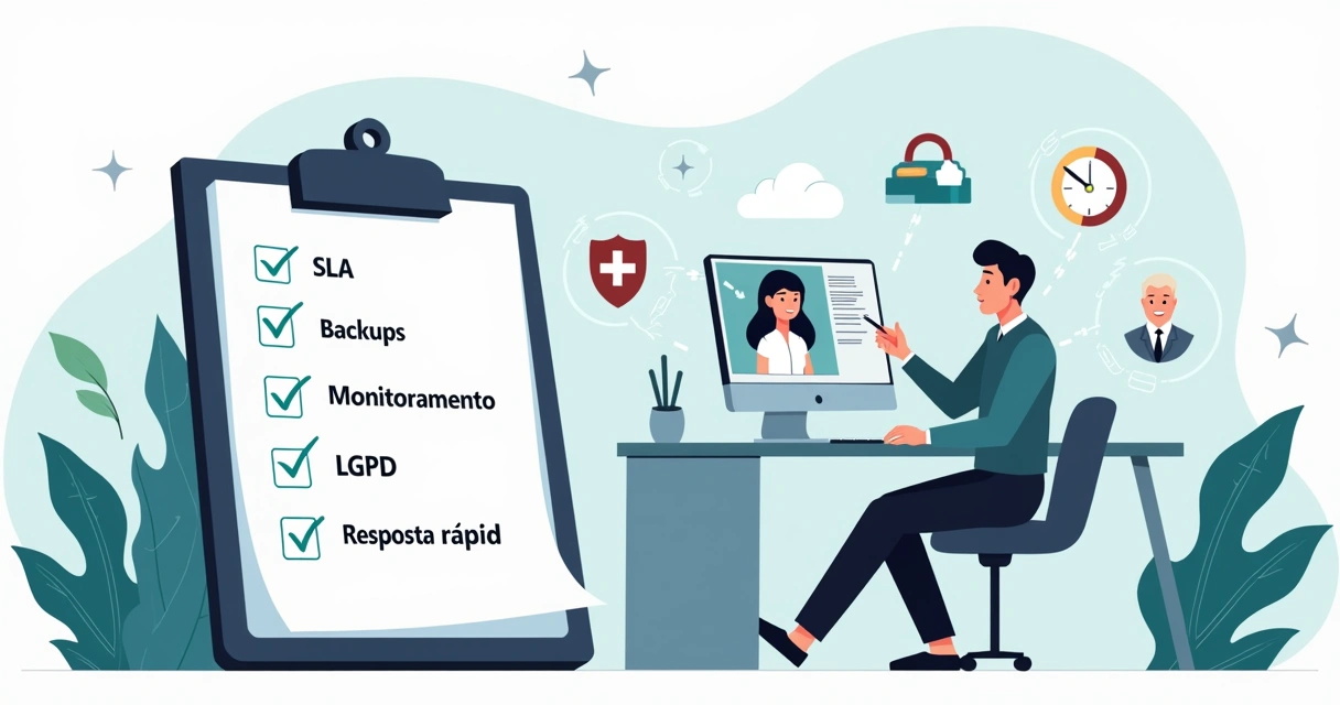 Checklist visual de critérios para escolher suporte técnico de TI para PME 