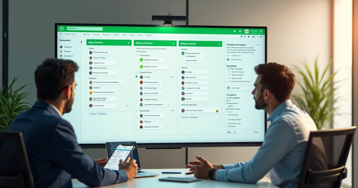 Painel digital com checklist de vendas e conversas no WhatsApp 