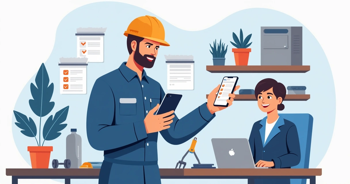Checklist digital em smartphone para visita técnica