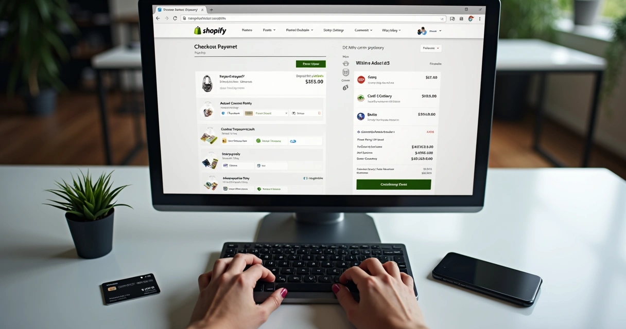 Tela de checkout com múltiplos métodos de pagamento