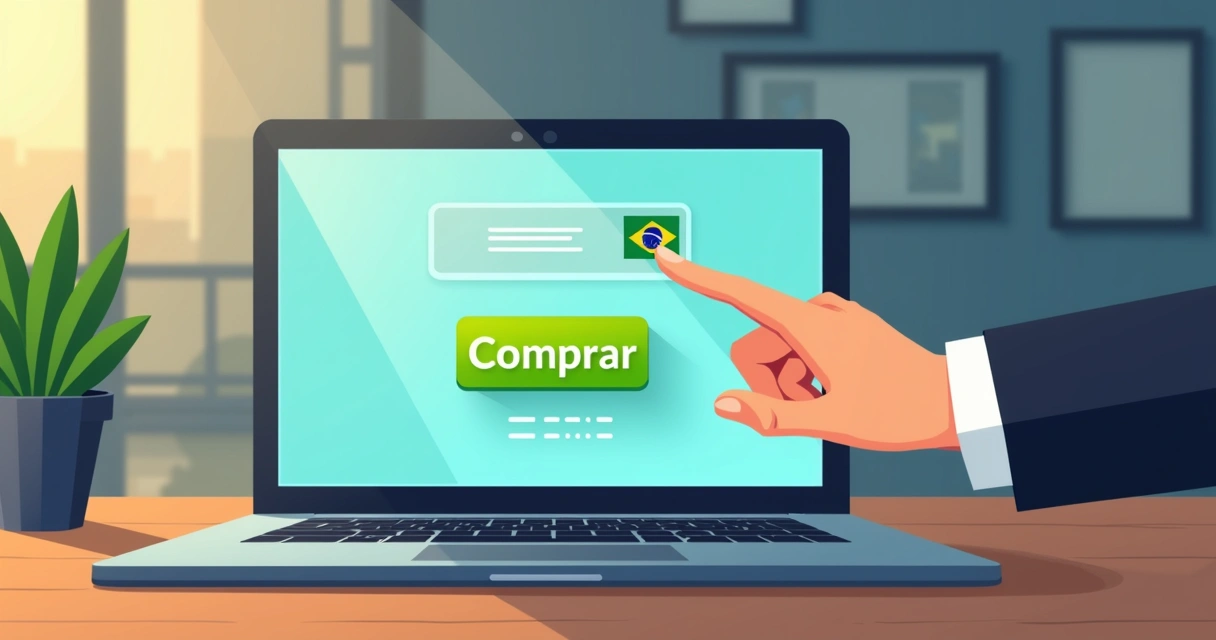 Pessoa usando notebook fazendo pagamento rápido em tela digital 