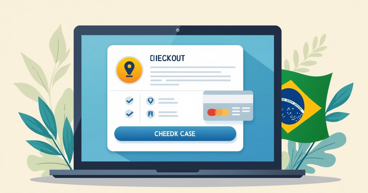 Checkout digital com formulário de pagamento em destaque 
