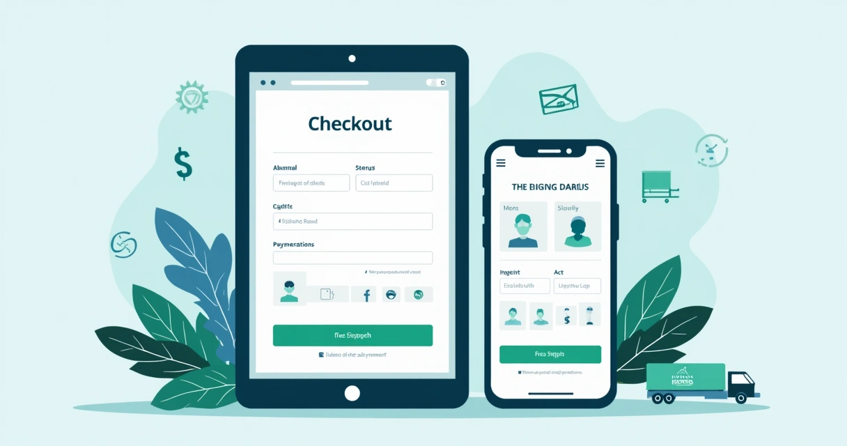 Vendas em e-commerce: práticas 2026 para converter mais 1 Checkout moderno em e-commerce visualizado em tela de tablet
