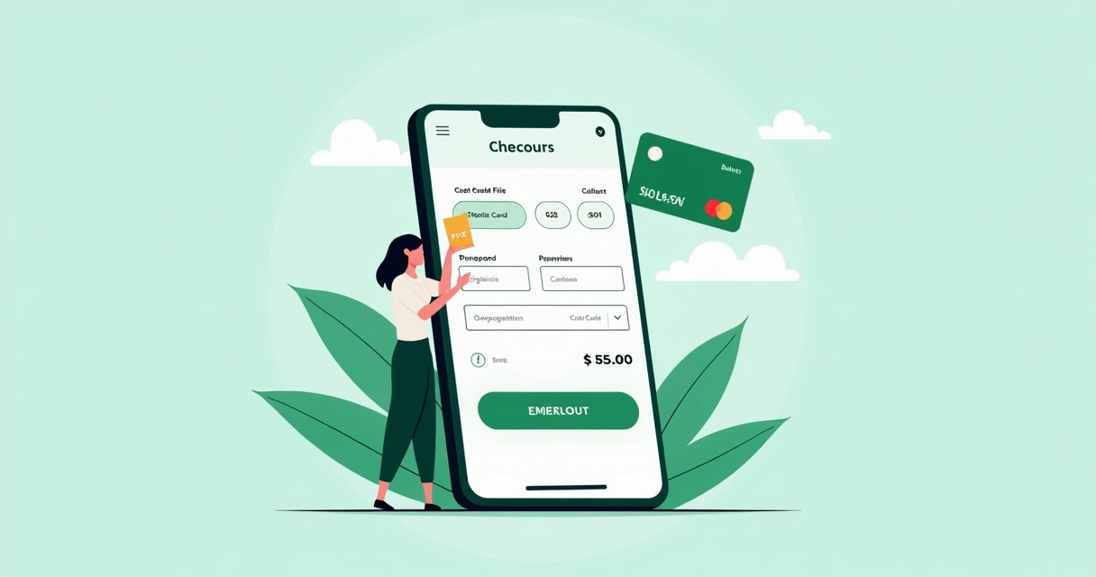 Tela de checkout simplificada em dispositivo móvel 