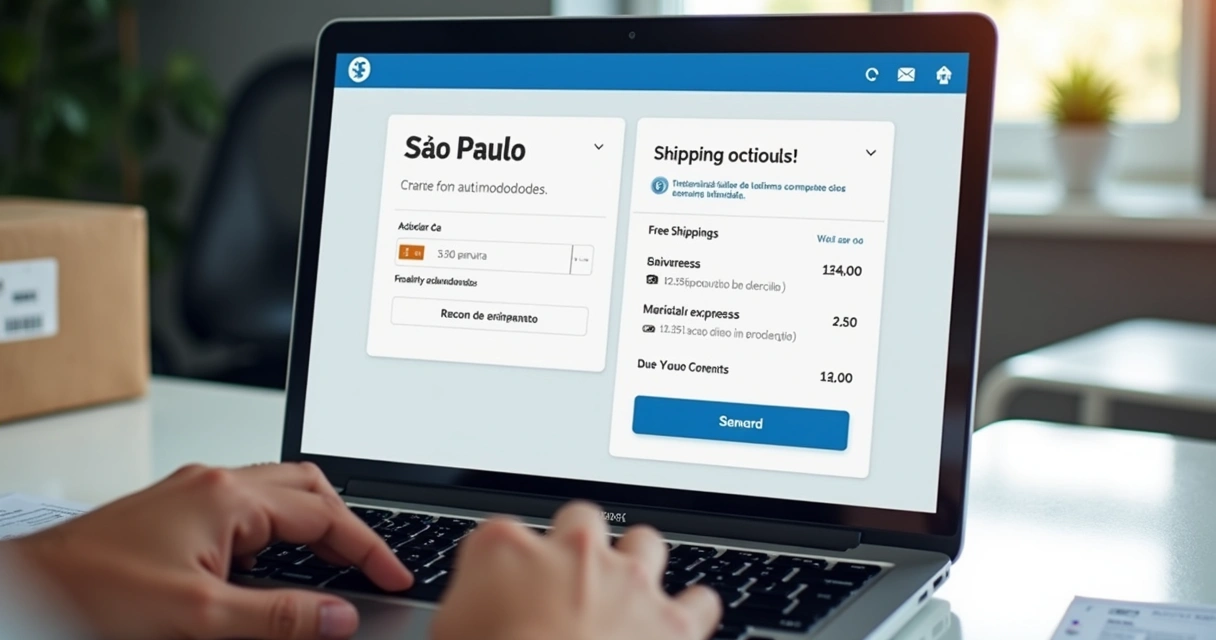 Tela de checkout com opções de frete rápido para São Paulo 