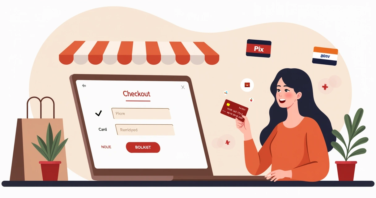 Pessoa usando checkout do próprio site em loja online 