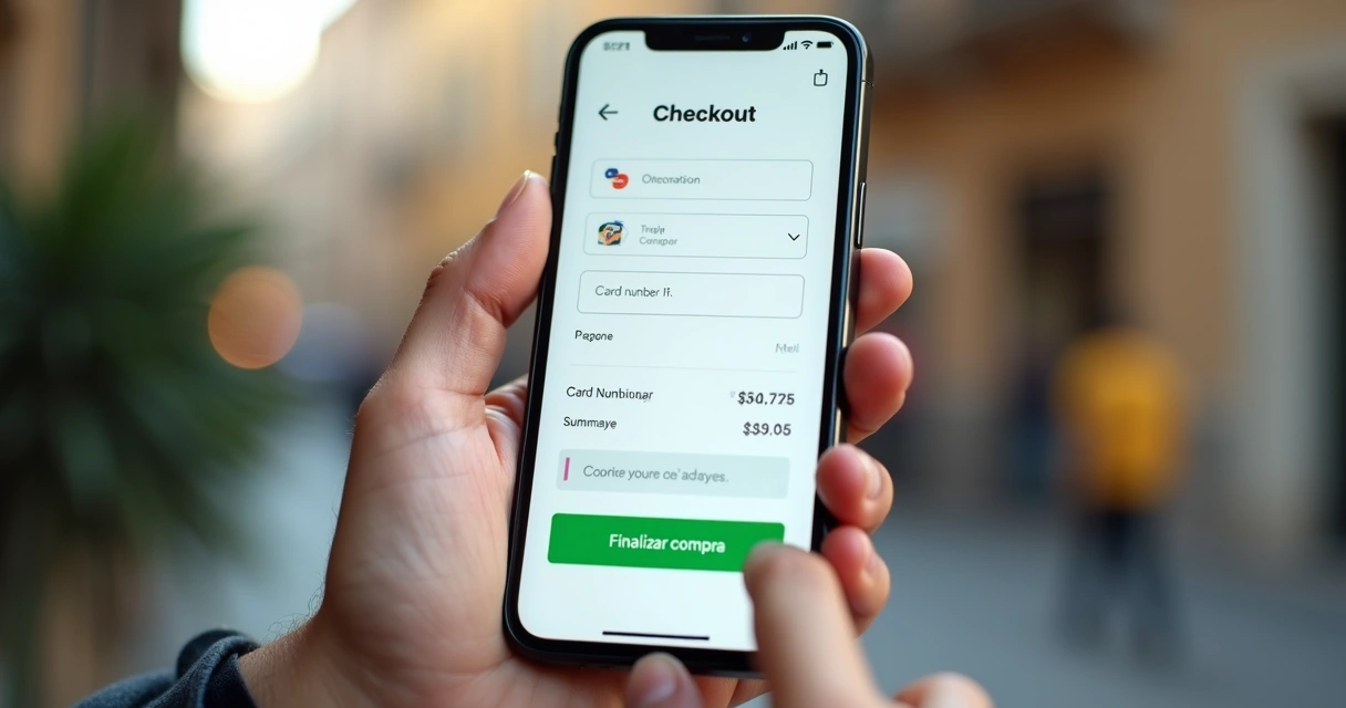 Checkout simplificado em dispositivo móvel 