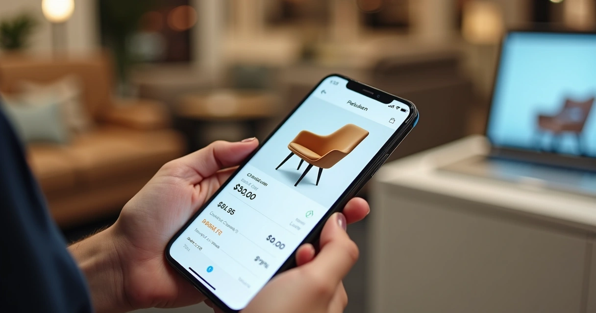 Checkout de loja de móveis em smartphone 