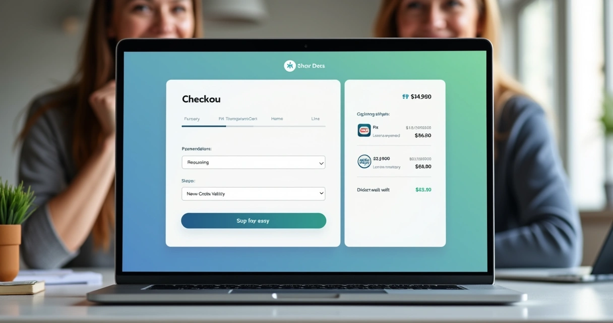Tela de checkout transparente numa loja virtual
