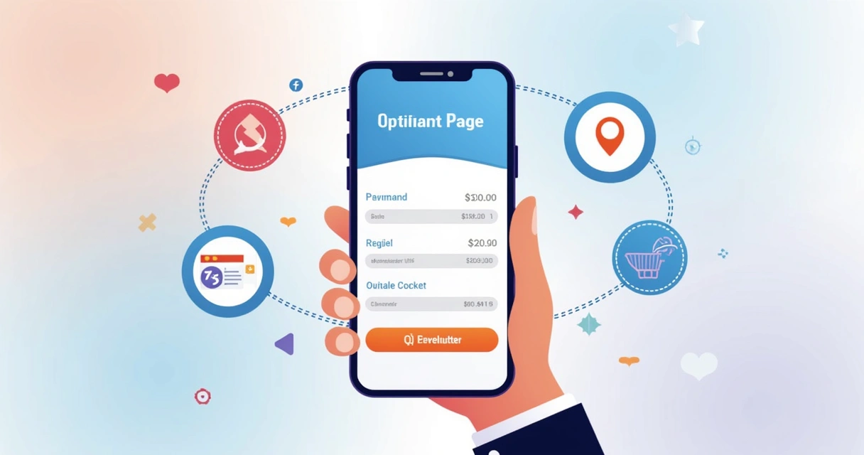 Tela de checkout otimizado sendo exibida em um smartphone 