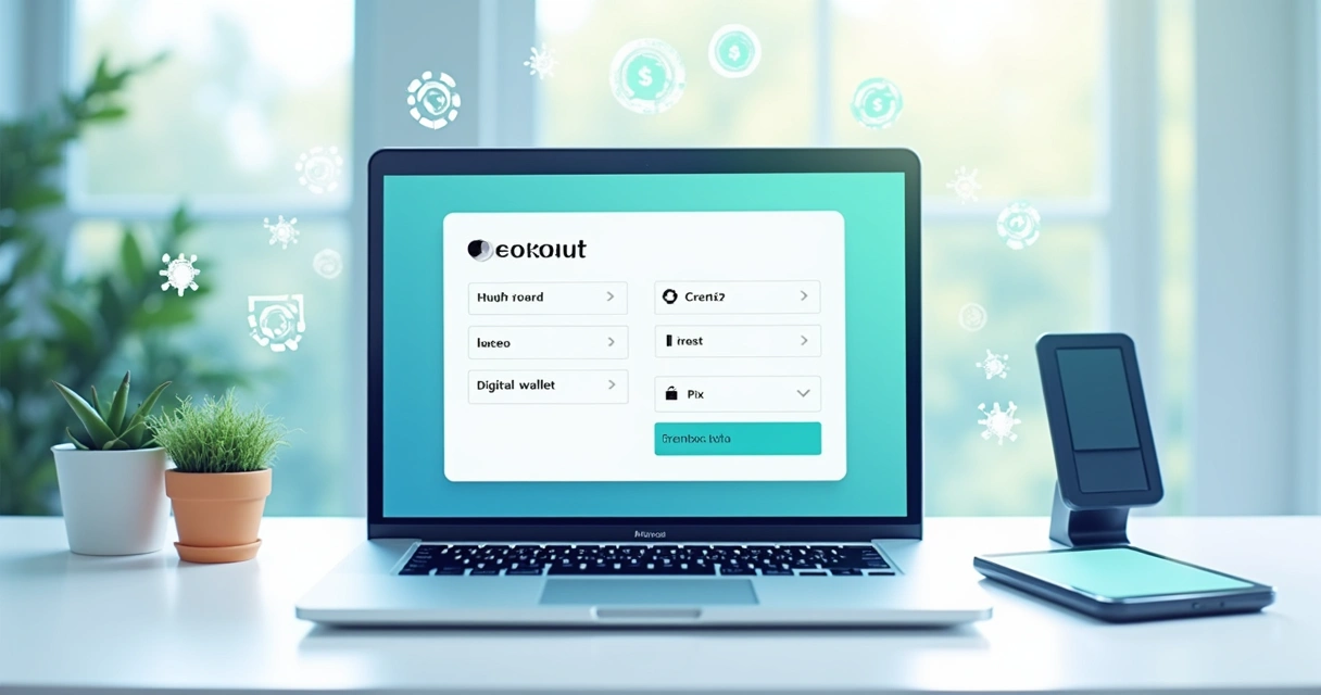 Tela de checkout de uma loja virtual exibindo várias opções de pagamento 