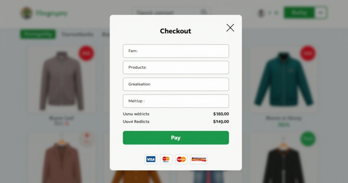 Janela de pop-up de checkout com poucos campos e botão de pagamento destacado 