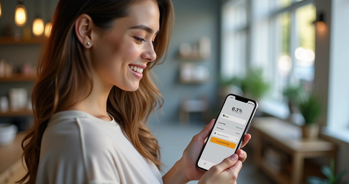 Cliente finalizando compra rápida com smartphone 