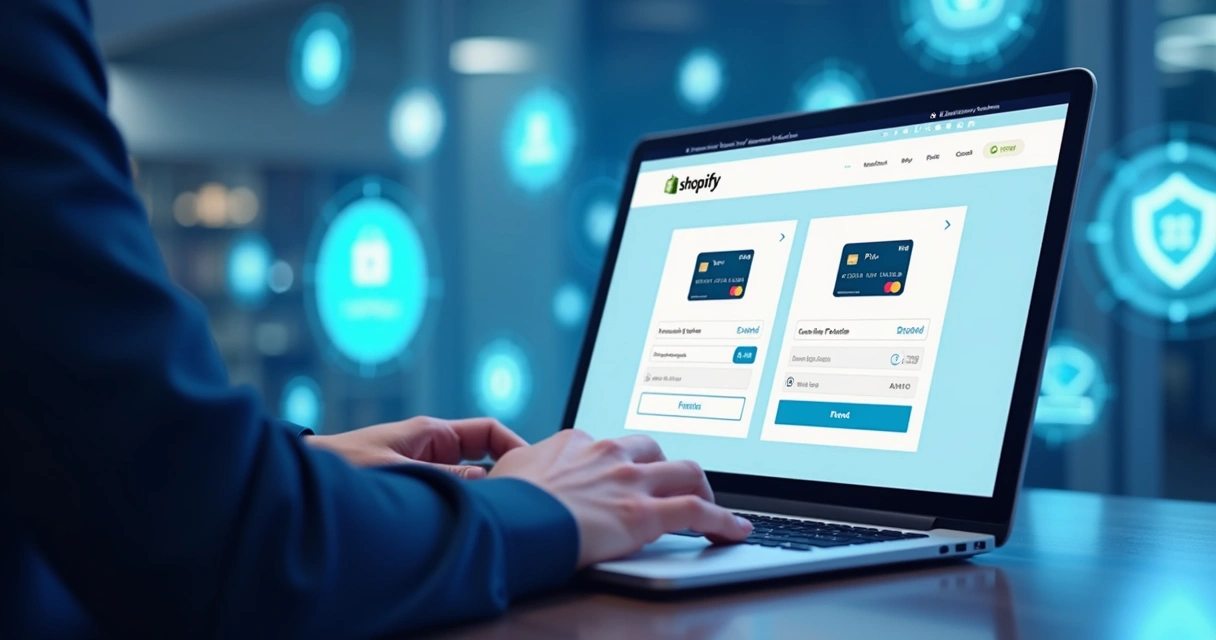 Checkout em loja Shopify mostrando opções de cartão e Pix