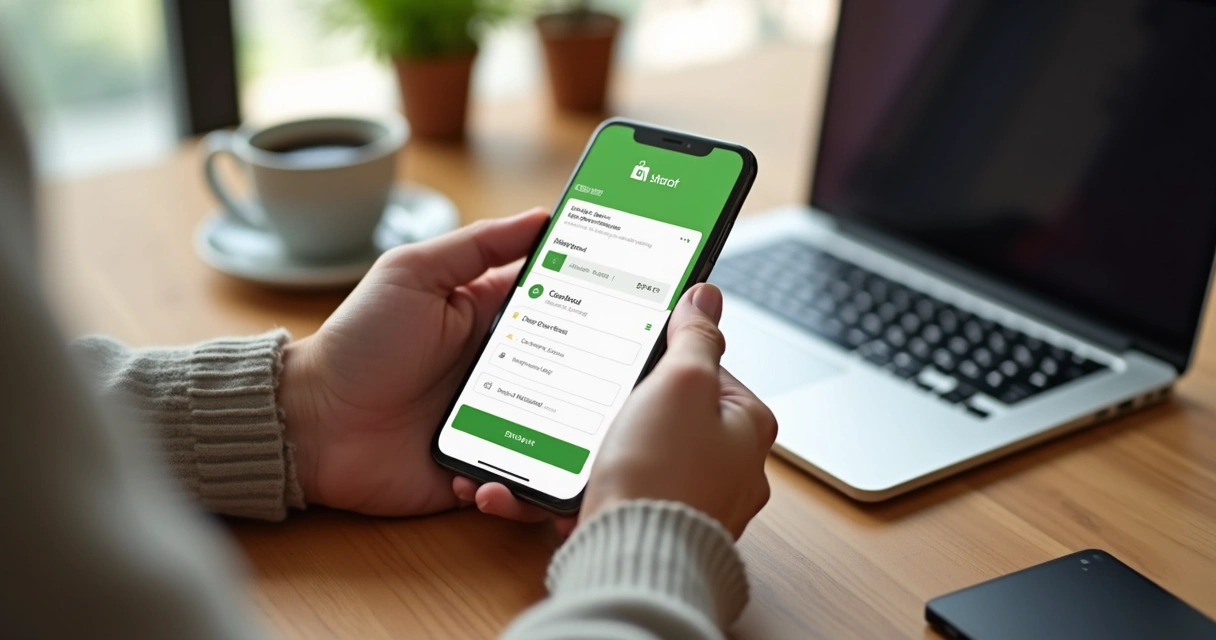 Processo de checkout online fluido em uma loja Shopify no celular 