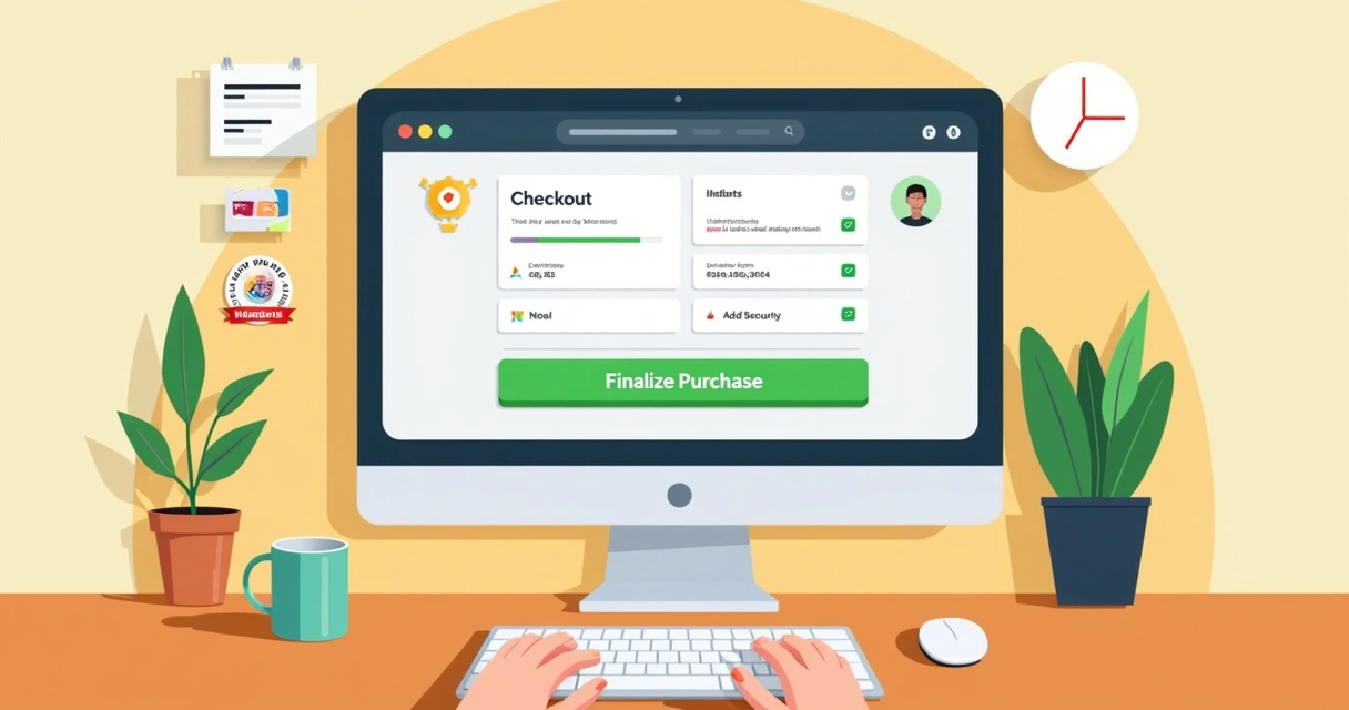 Tela de checkout simples em loja virtual, com poucos campos 