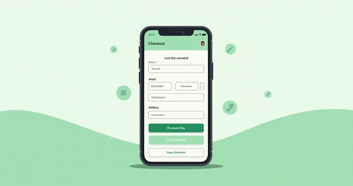 Tela simples de checkout em um celular 