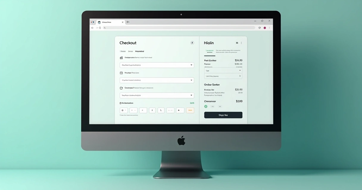 Tela de checkout simples com poucos campos e barra de progresso 